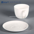 Plain White Diseño único Fine Bone China Tazas de té de cerámica duradera y platillos Set